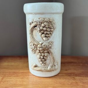 Vintage Wine Chiller Ceramic Glazed Art Pottery Grapes Cottagecore